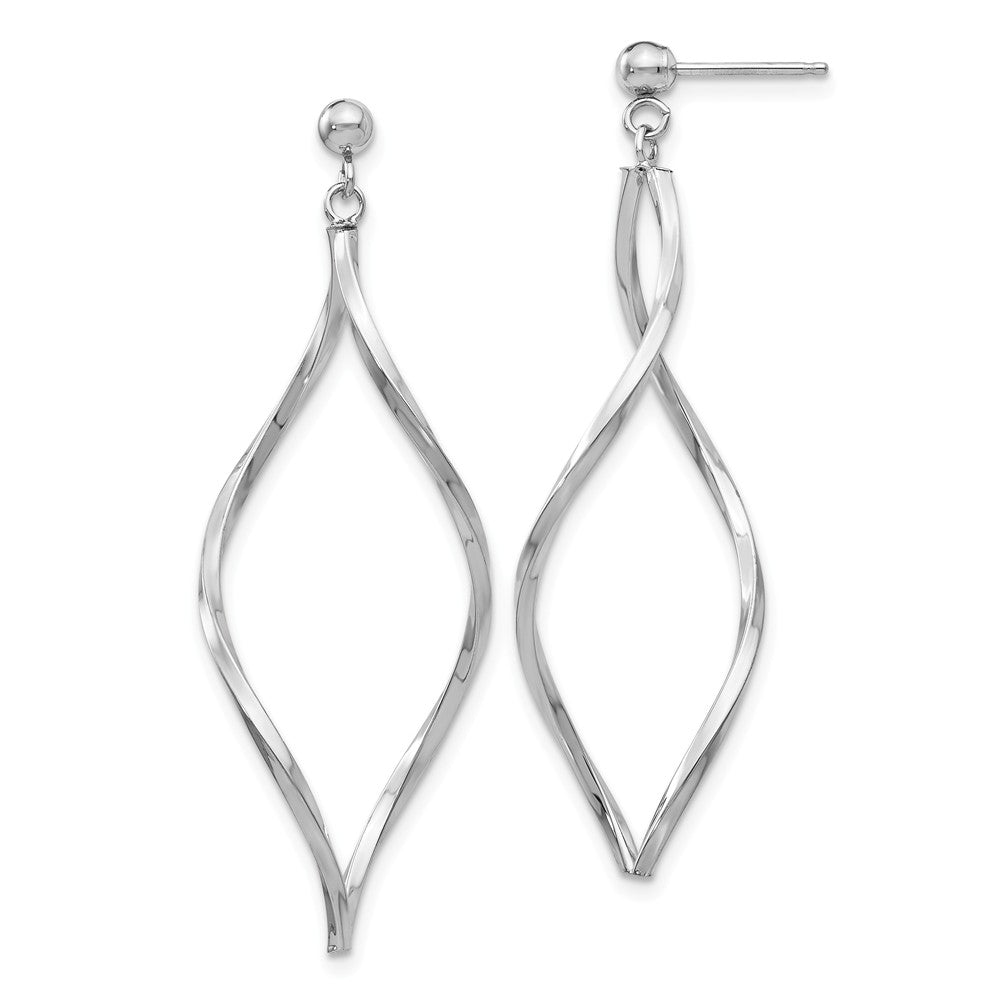 Long Twisted Post Dangle Earrings in 14k White Gold, Item E9630 by The Black Bow Jewelry Co.