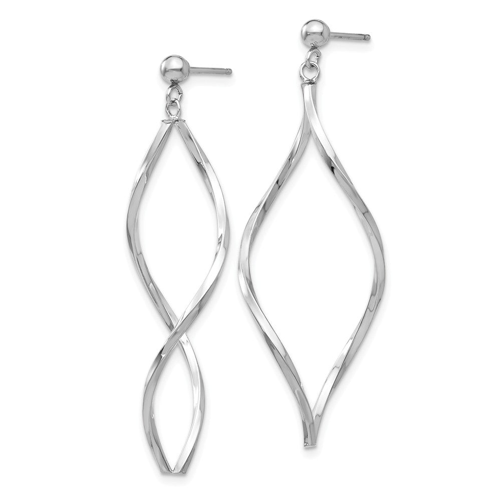 Alternate view of the Long Twisted Post Dangle Earrings in 14k White Gold by The Black Bow Jewelry Co.