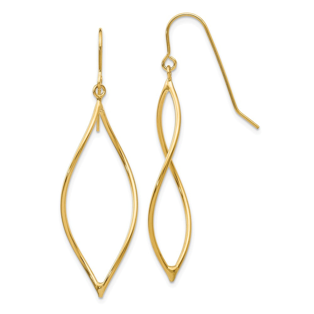 14k Yellow Gold Twisted Oblong Dangle Earrings, Item E9632 by The Black Bow Jewelry Co.