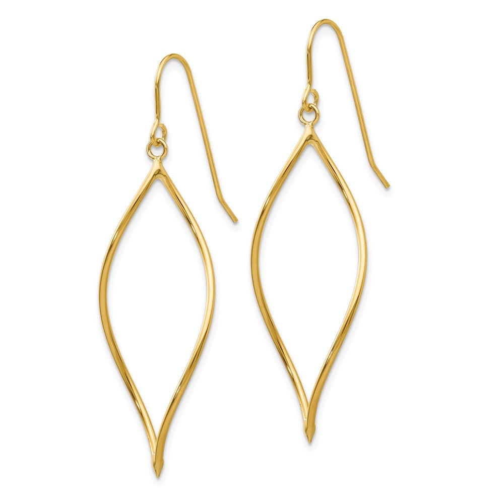 Alternate view of the 14k Yellow Gold Twisted Oblong Dangle Earrings by The Black Bow Jewelry Co.