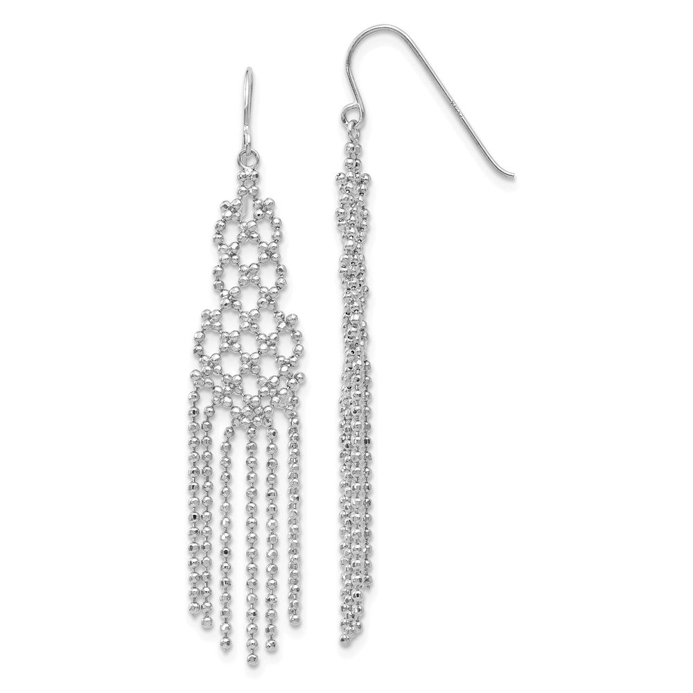 Diamond-cut Beaded Chandelier Earrings in 14k White Gold, Item E9640 by The Black Bow Jewelry Co.