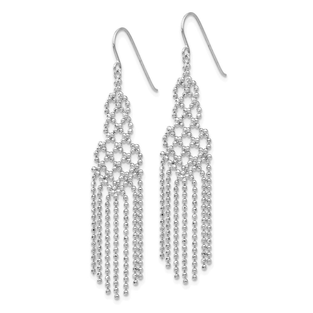 Alternate view of the Diamond-cut Beaded Chandelier Earrings in 14k White Gold by The Black Bow Jewelry Co.