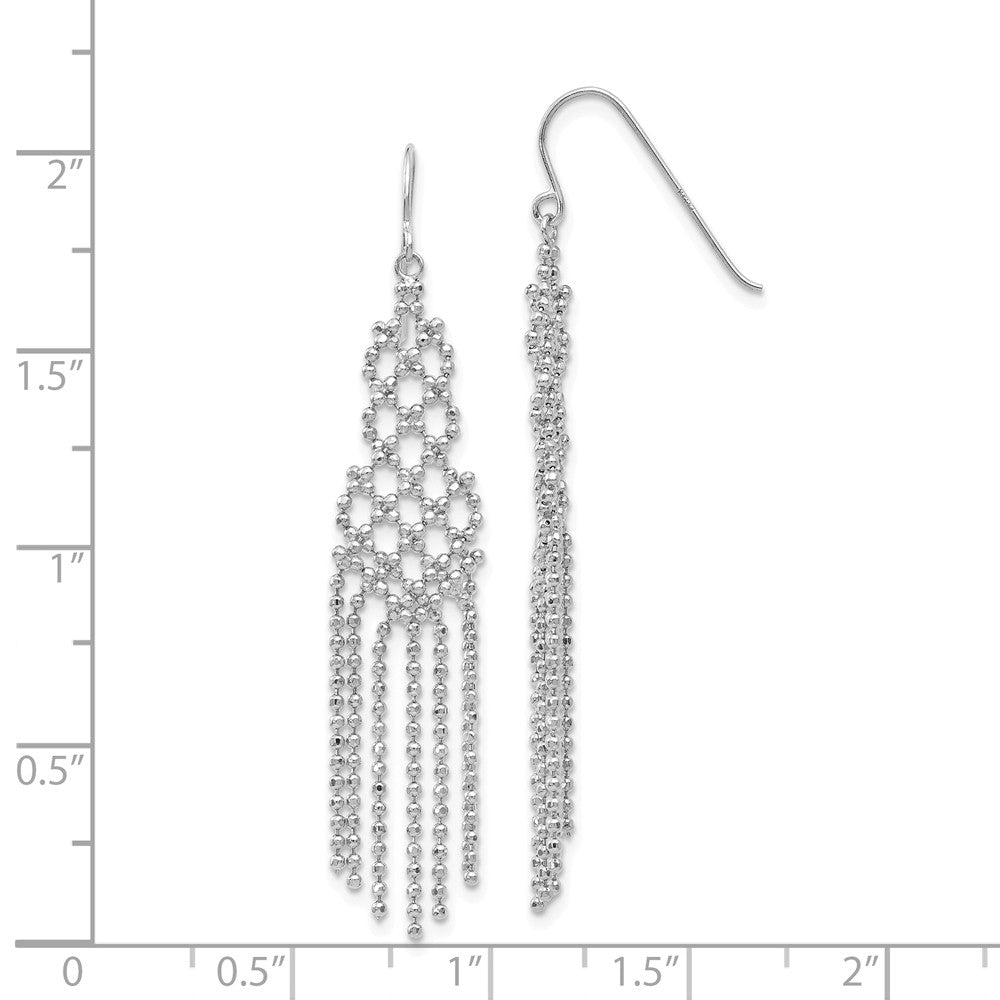 Alternate view of the Diamond-cut Beaded Chandelier Earrings in 14k White Gold by The Black Bow Jewelry Co.