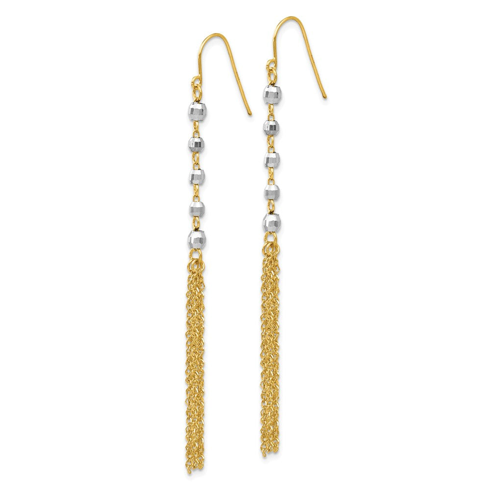 Alternate view of the 14k Two-tone Gold Bead and Chain Tassel Earrings by The Black Bow Jewelry Co.