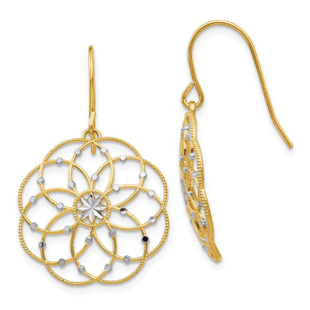 Intricate Blossom Earrings in 14k Yellow Gold and Rhodium, Item E9651 by The Black Bow Jewelry Co.