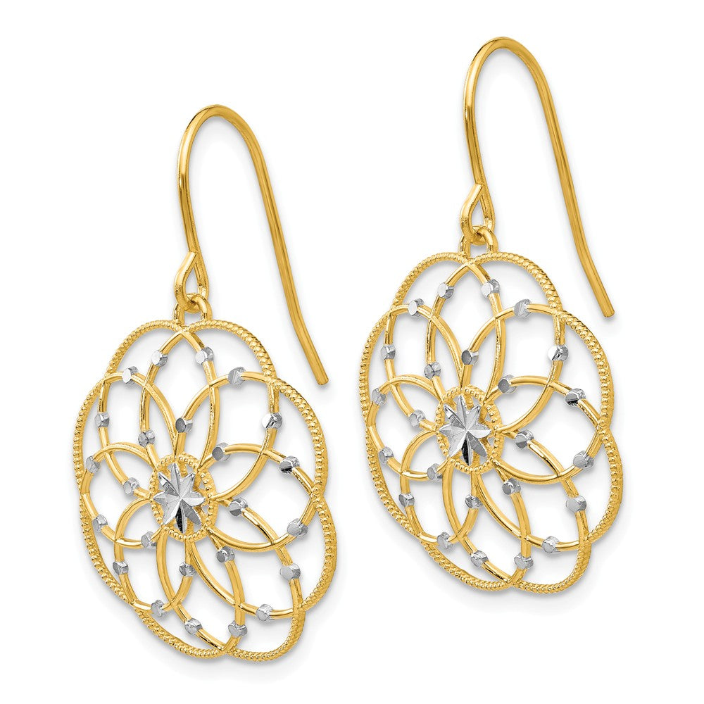 Alternate view of the Intricate Blossom Earrings in 14k Yellow Gold and Rhodium by The Black Bow Jewelry Co.