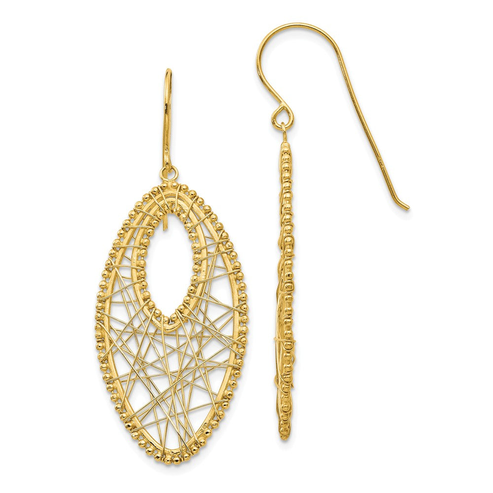 Oval Wire Wrapped Web Earrings in 14k Yellow Gold, Item E9662 by The Black Bow Jewelry Co.