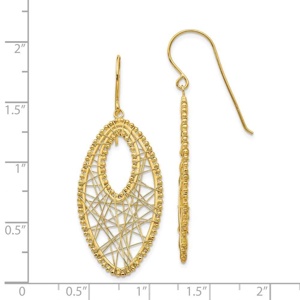 Alternate view of the Oval Wire Wrapped Web Earrings in 14k Yellow Gold by The Black Bow Jewelry Co.