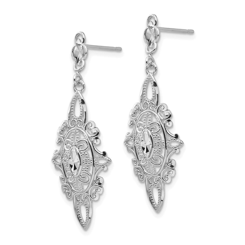 Alternate view of the Vintage Style Dangle Earrings in 14k White Gold by The Black Bow Jewelry Co.