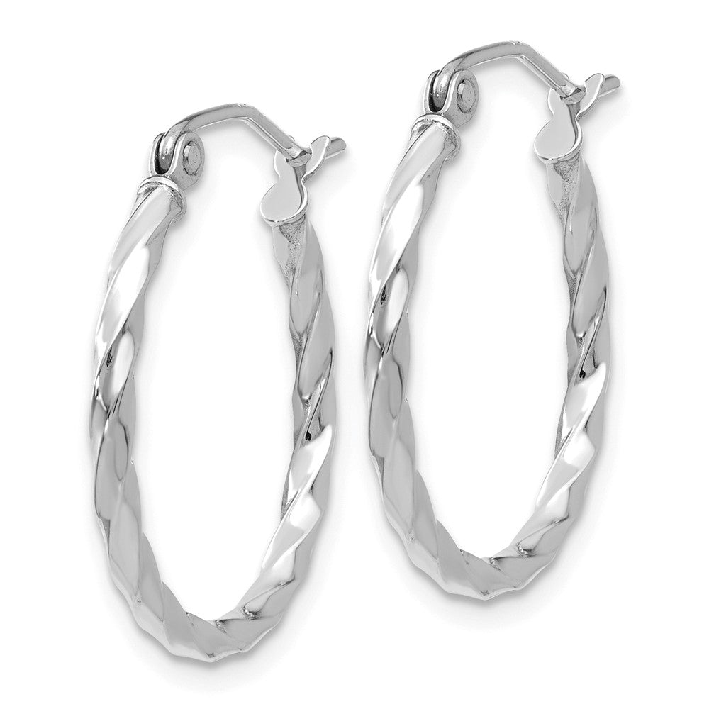 Alternate view of the 2mm, Twisted 14k White Gold Round Hoop Earrings, 20mm (3/4 Inch) by The Black Bow Jewelry Co.