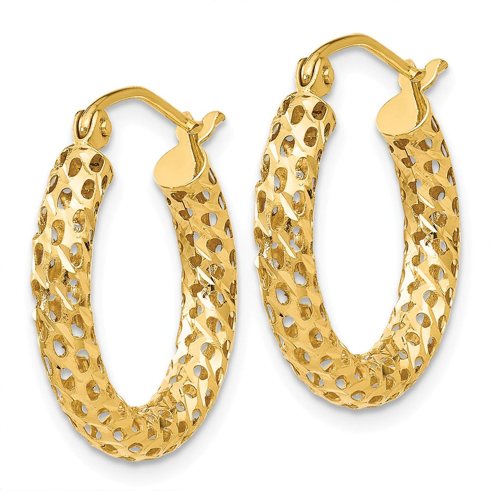 Alternate view of the 3mm, Round Mesh Hoop Earrings in 14k Yellow Gold, 20mm (3/4 Inch) by The Black Bow Jewelry Co.