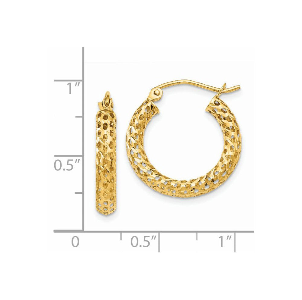 Alternate view of the 3mm, Round Mesh Hoop Earrings in 14k Yellow Gold, 20mm (3/4 Inch) by The Black Bow Jewelry Co.