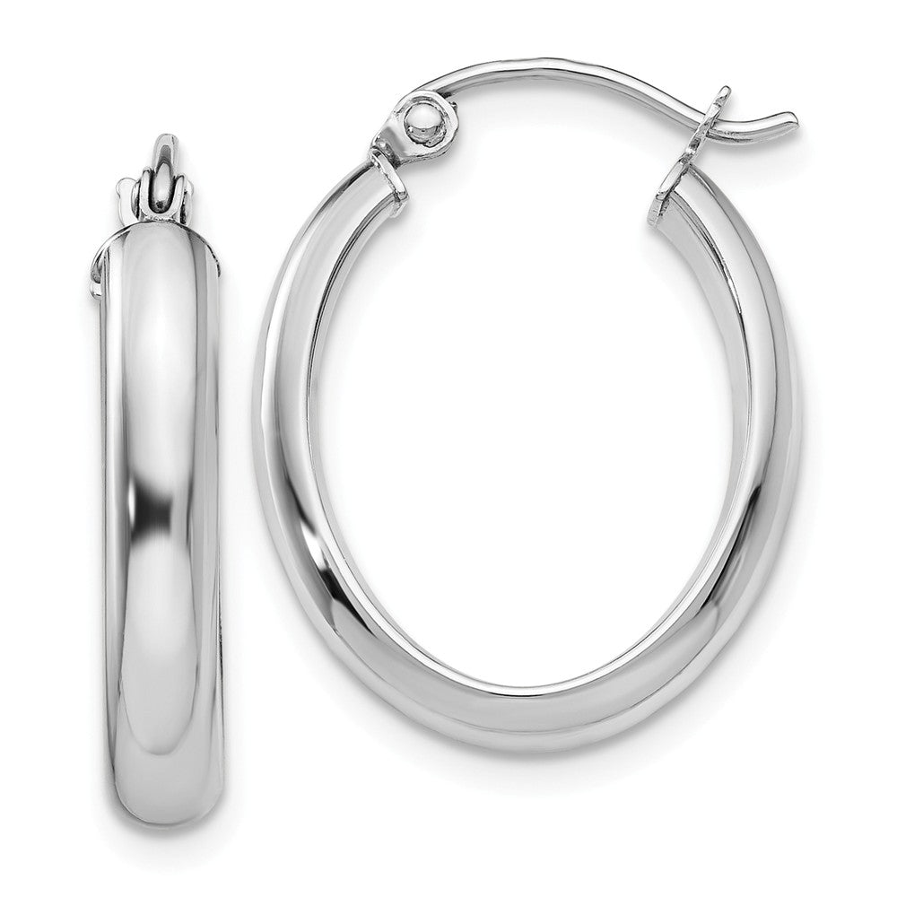 3.75mm, 14k White Gold Classic Oval Hoop Earrings, 17mm (5/8 Inch), Item E9714 by The Black Bow Jewelry Co.