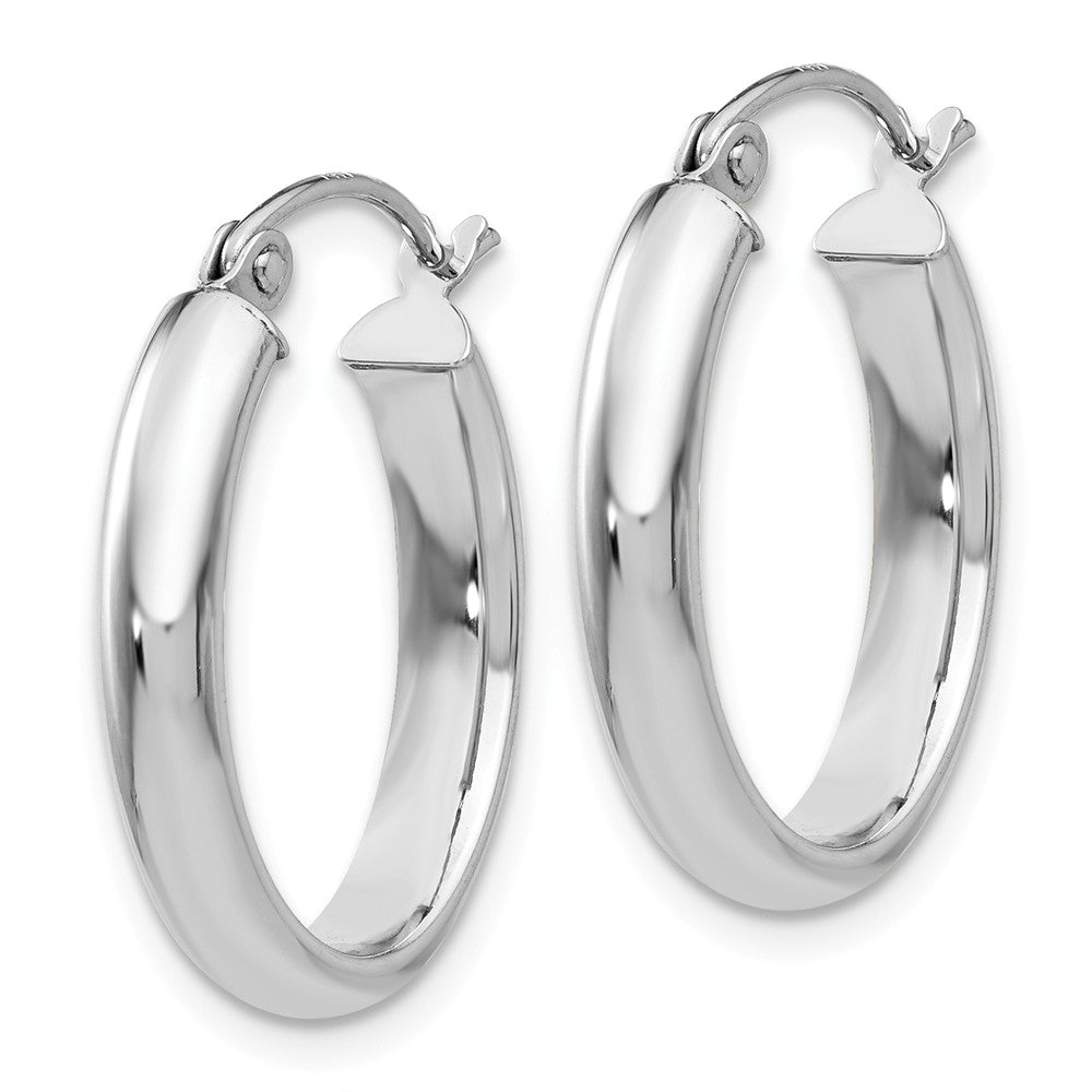 Alternate view of the 3.75mm, 14k White Gold Classic Oval Hoop Earrings, 17mm (5/8 Inch) by The Black Bow Jewelry Co.