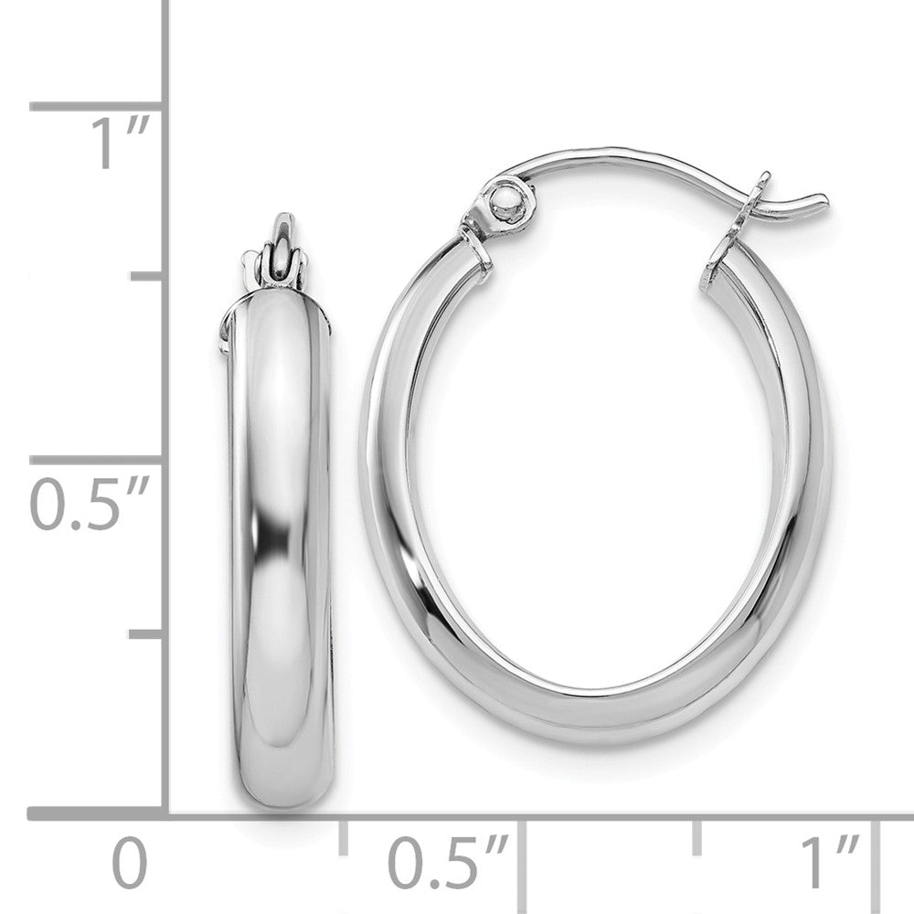 Alternate view of the 3.75mm, 14k White Gold Classic Oval Hoop Earrings, 17mm (5/8 Inch) by The Black Bow Jewelry Co.