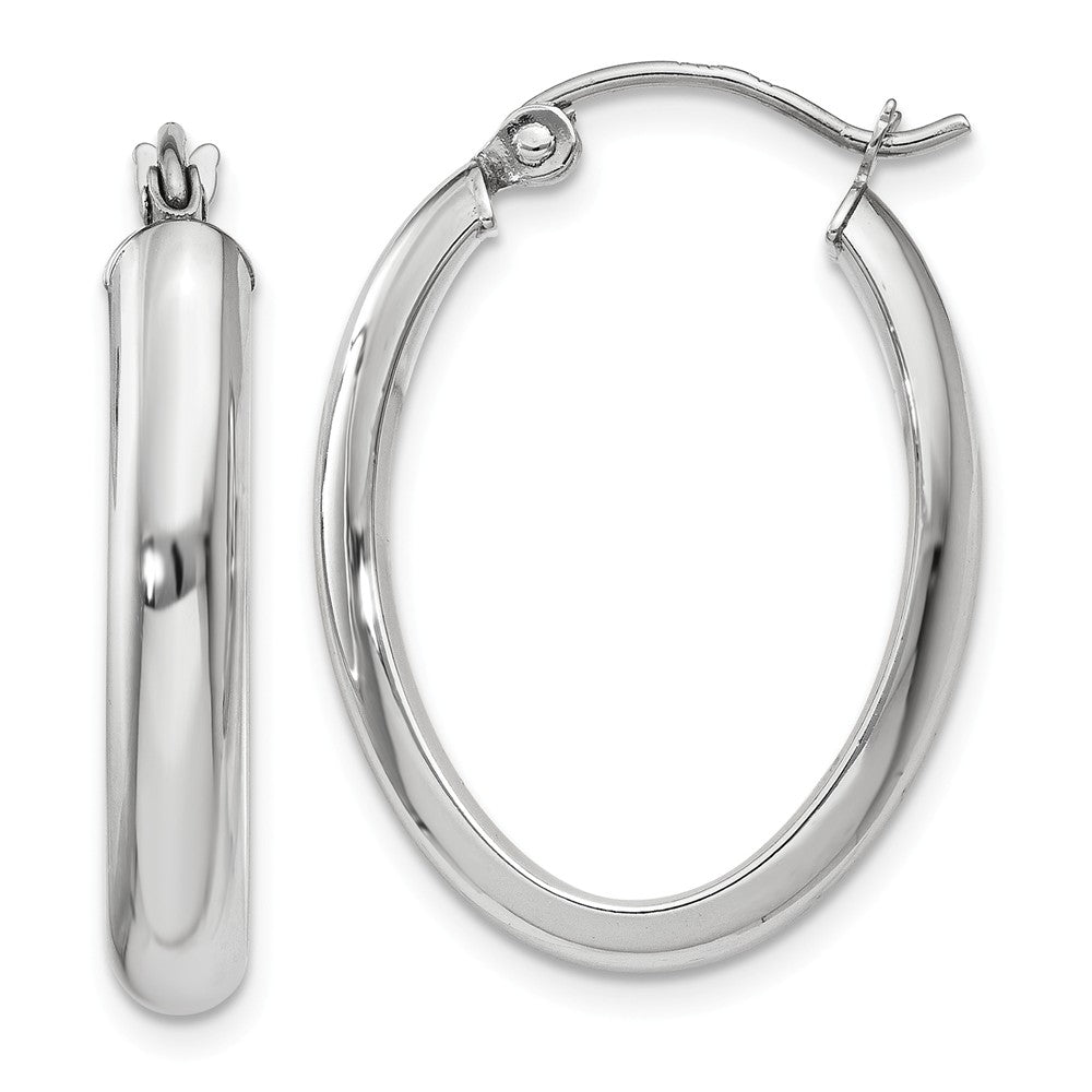 3.75mm, 14k White Gold Classic Oval Hoop Earrings, 22mm (7/8 Inch), Item E9715 by The Black Bow Jewelry Co.