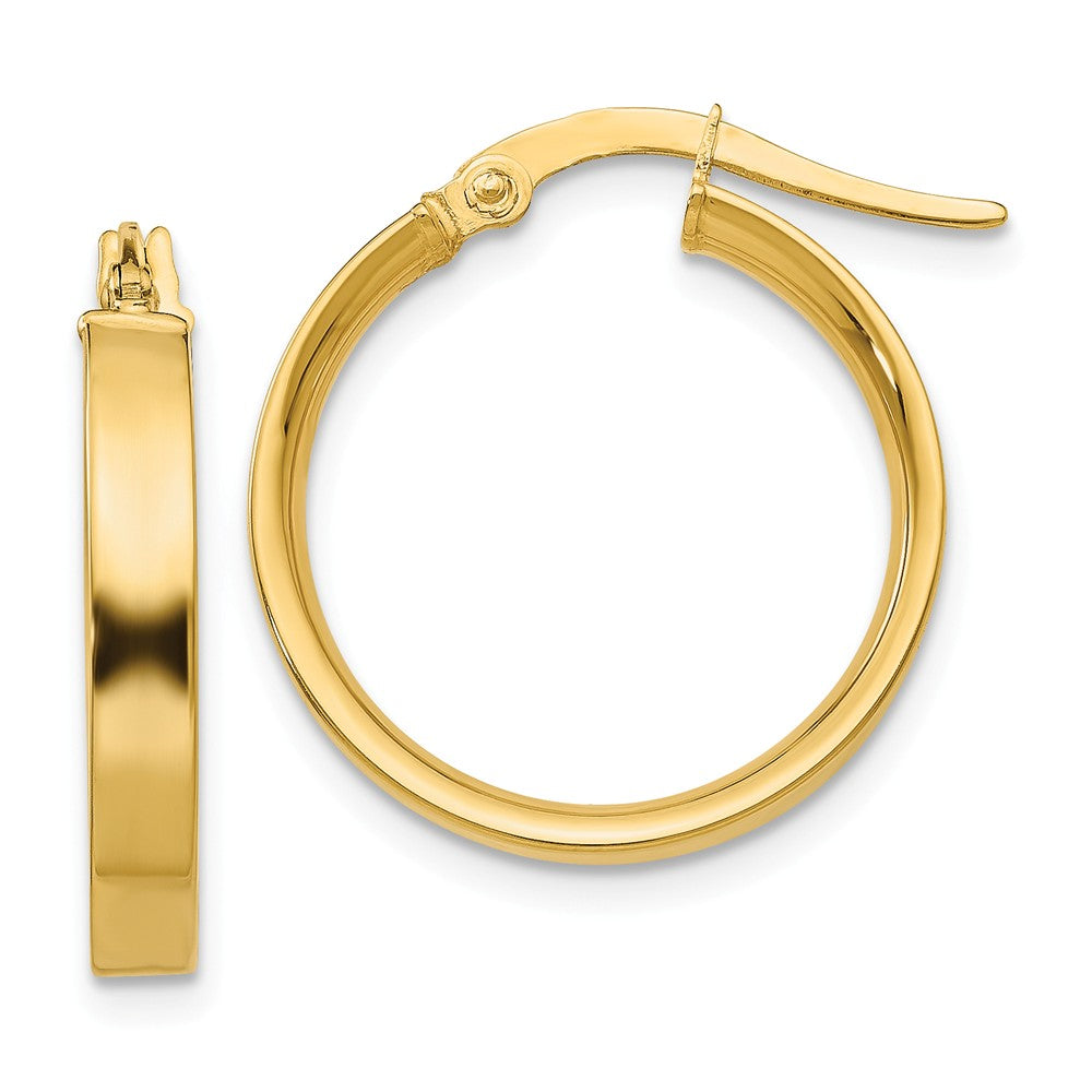 3mm, 14k Yellow Gold Polished Round Hoop Earrings, 18mm (11/16 Inch), Item E9717 by The Black Bow Jewelry Co.