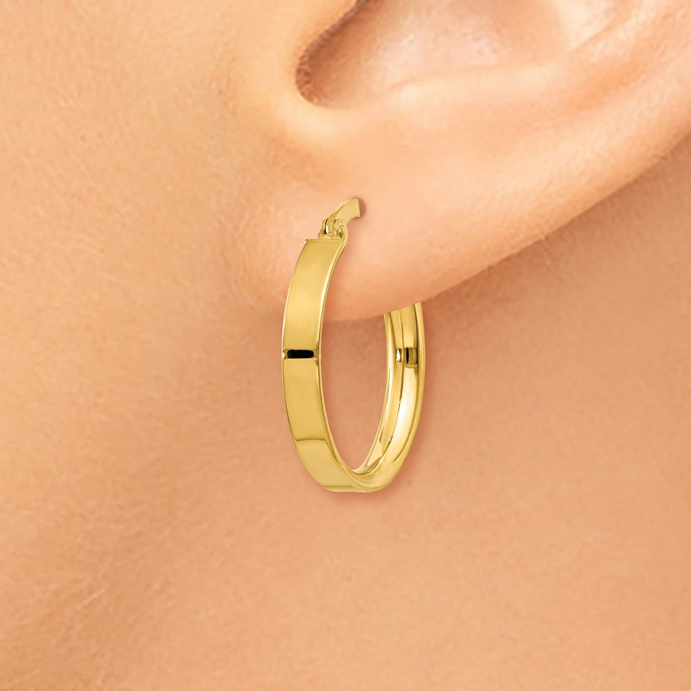 Alternate view of the 3mm, 14k Yellow Gold Polished Round Hoop Earrings, 18mm (11/16 Inch) by The Black Bow Jewelry Co.