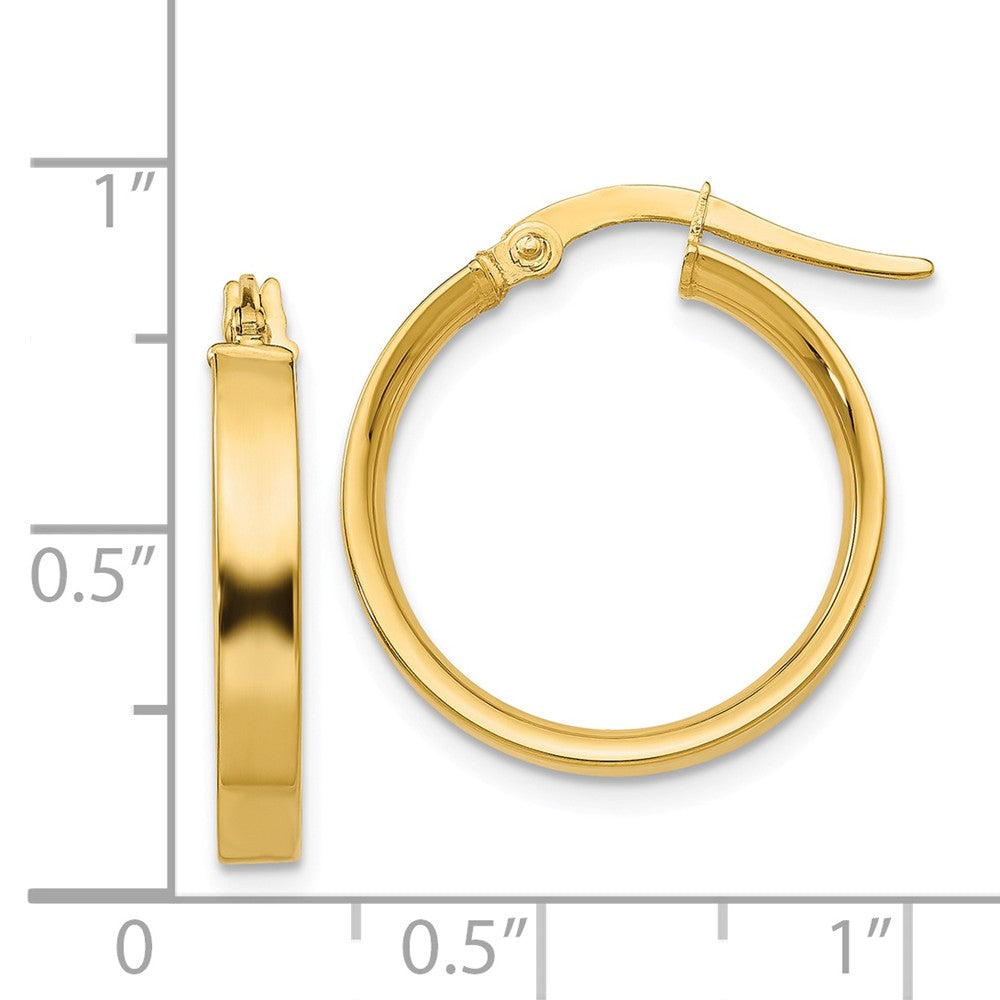 Alternate view of the 3mm, 14k Yellow Gold Polished Round Hoop Earrings, 18mm (11/16 Inch) by The Black Bow Jewelry Co.