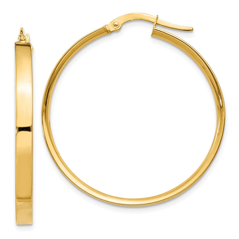 3mm, 14k Yellow Gold Polished Round Hoop Earrings, 35mm (1 3/8 Inch), Item E9720 by The Black Bow Jewelry Co.