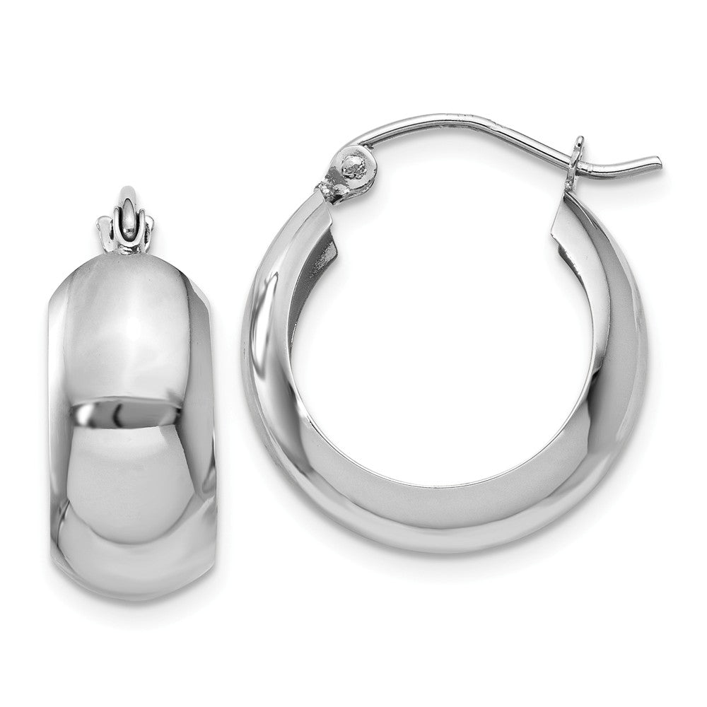7mm, 14k White Gold Half Round Hoop Earrings, 18mm (11/16 Inch), Item E9724 by The Black Bow Jewelry Co.