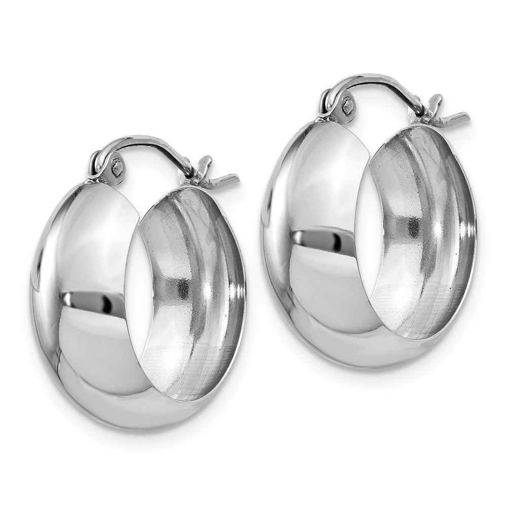 Alternate view of the 7mm, 14k White Gold Half Round Hoop Earrings, 18mm (11/16 Inch) by The Black Bow Jewelry Co.