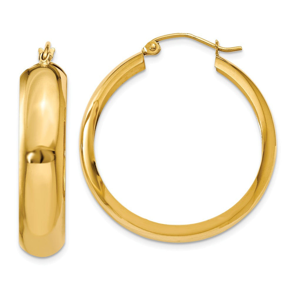 7mm, 14k Yellow Gold Half Round Hoop Earrings, 30mm (1 1/8 Inch), Item E9726 by The Black Bow Jewelry Co.