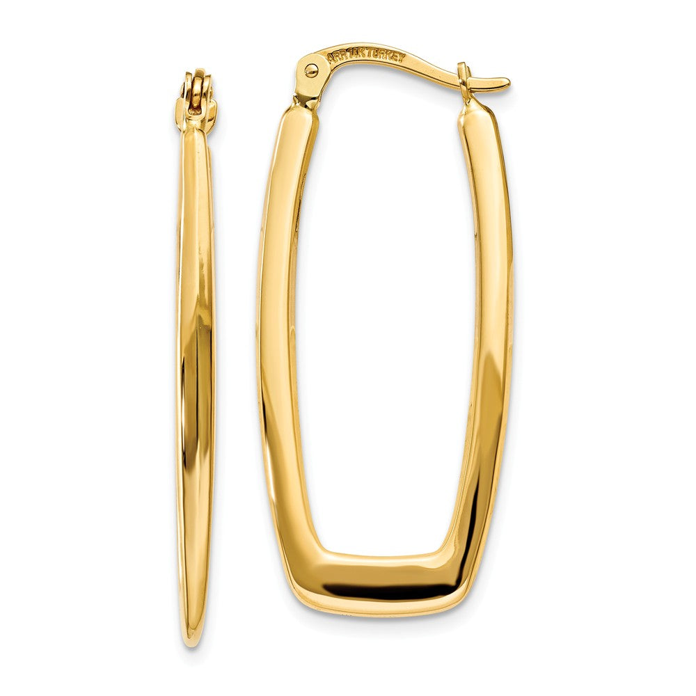 2.25mm, 14k Yellow Gold Tapered Rectangle Hoops, 32mm (1 1/4 Inch), Item E9732 by The Black Bow Jewelry Co.