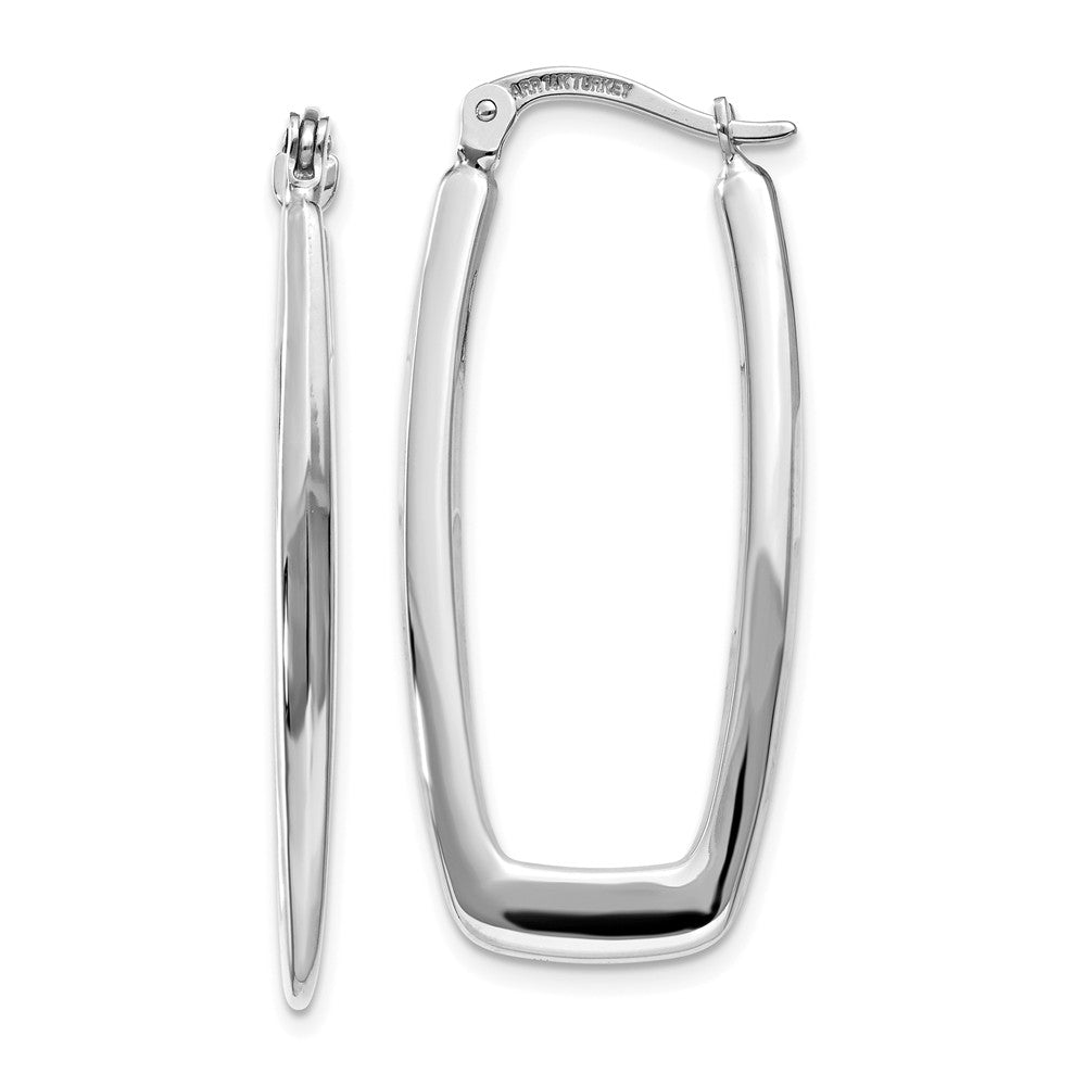 2.25mm, 14k White Gold Tapered Rectangle Hoops, 32mm (1 1/4 Inch), Item E9733 by The Black Bow Jewelry Co.
