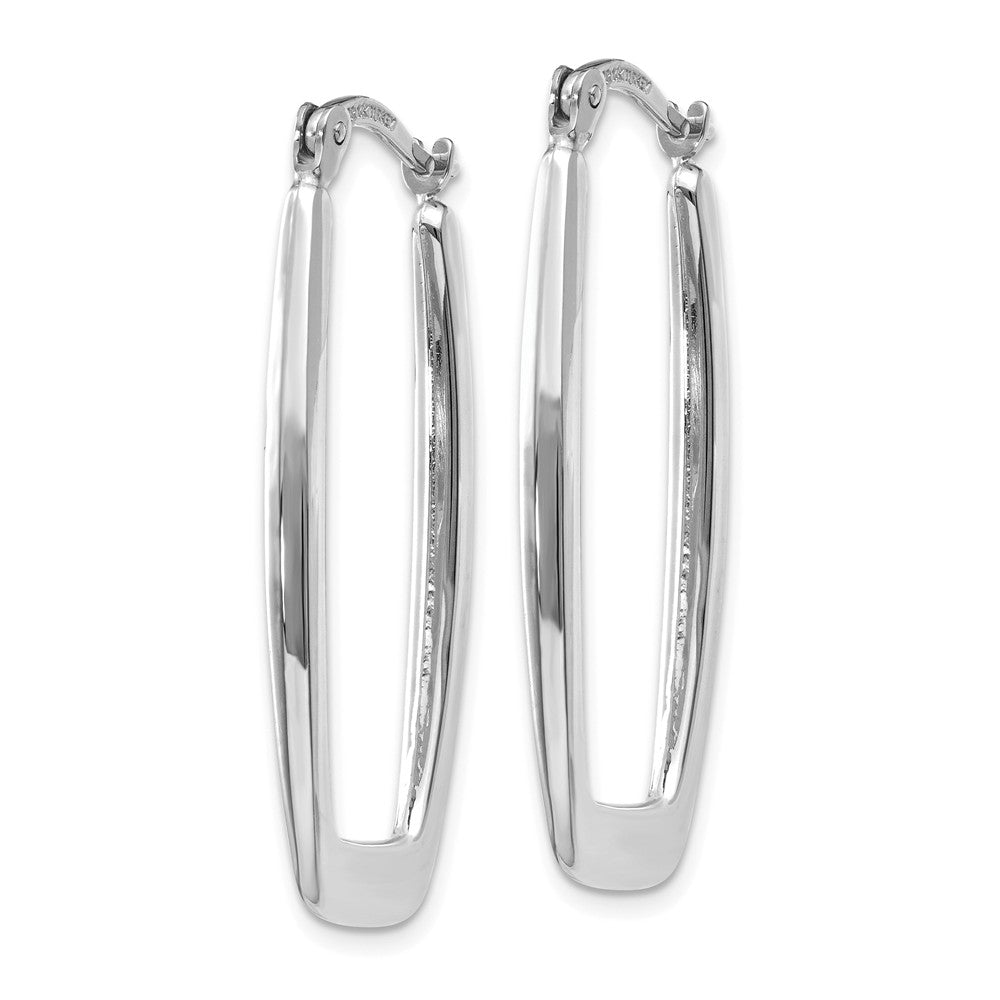 Alternate view of the 2.25mm, 14k White Gold Tapered Rectangle Hoops, 32mm (1 1/4 Inch) by The Black Bow Jewelry Co.