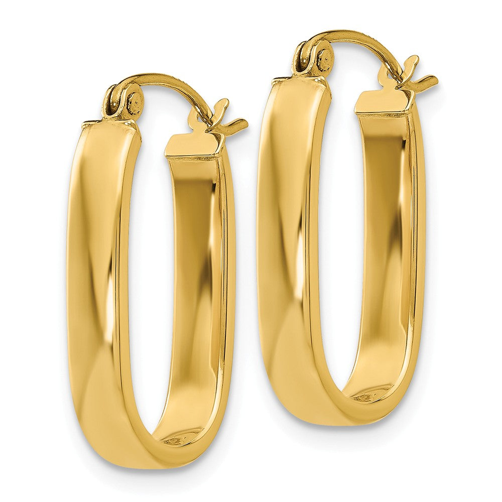 Alternate view of the 3.5mm, 14k Yellow Gold U-Shaped Hoop Earrings, 19mm (3/4 Inch) by The Black Bow Jewelry Co.