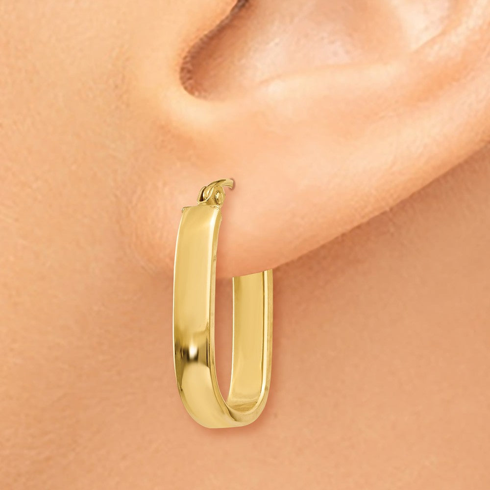 Alternate view of the 3.5mm, 14k Yellow Gold U-Shaped Hoop Earrings, 19mm (3/4 Inch) by The Black Bow Jewelry Co.