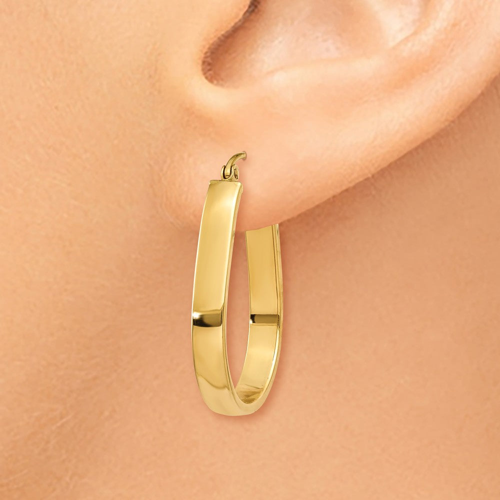 Alternate view of the 3.5mm, 14k Yellow Gold U-Shaped Hoop Earrings, 22mm (7/8 Inch) by The Black Bow Jewelry Co.