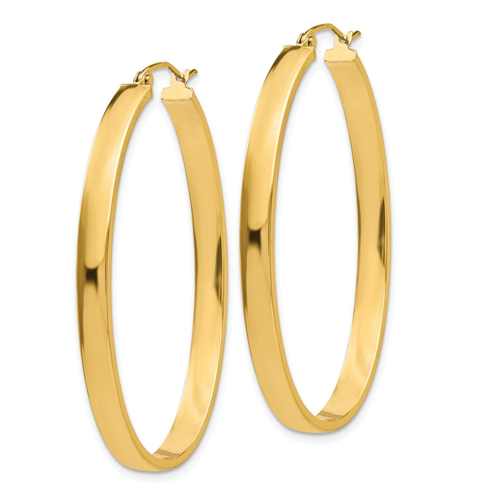 Alternate view of the 4mm, 14k Yellow Gold Large Oval Hoop Earrings, 45mm (1 3/4 Inch) by The Black Bow Jewelry Co.