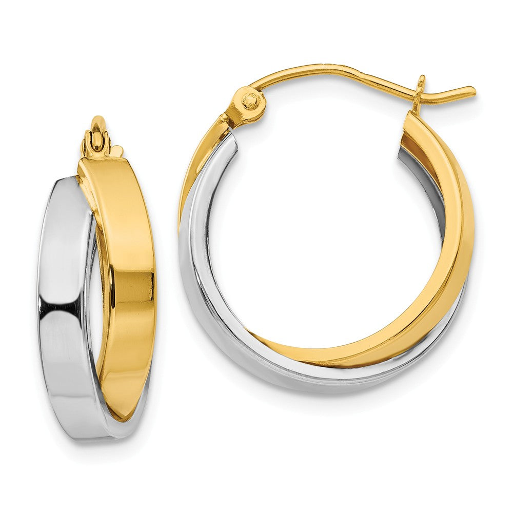 Crossover Double Round Hoops in 14k Two-tone Gold, 16mm (5/8 Inch), Item E9743 by The Black Bow Jewelry Co.