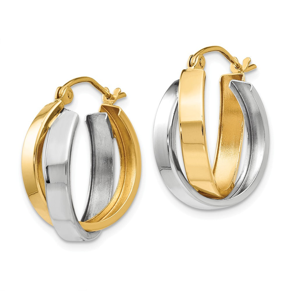 Alternate view of the Crossover Double Round Hoops in 14k Two-tone Gold, 16mm (5/8 Inch) by The Black Bow Jewelry Co.