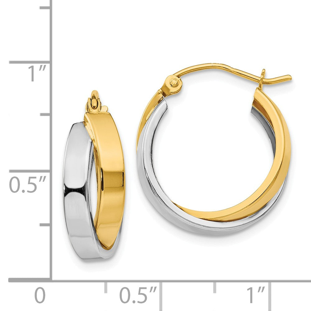 Alternate view of the Crossover Double Round Hoops in 14k Two-tone Gold, 16mm (5/8 Inch) by The Black Bow Jewelry Co.