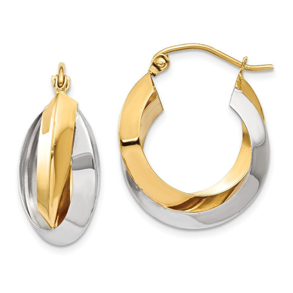 Knife-edged Double Hoops in 14k Two-tone Gold, 20mm (3/4 Inch), Item E9745 by The Black Bow Jewelry Co.