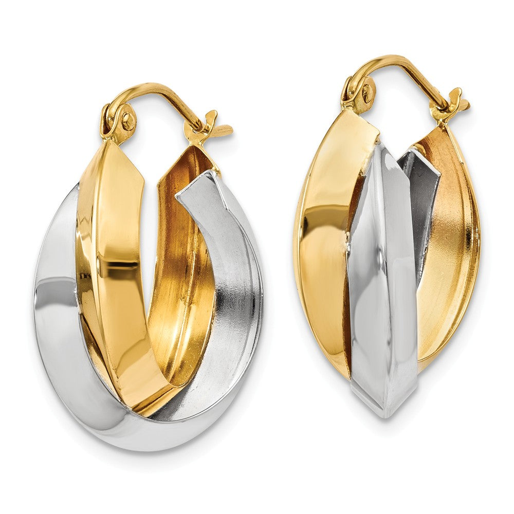 Alternate view of the Knife-edged Double Hoops in 14k Two-tone Gold, 20mm (3/4 Inch) by The Black Bow Jewelry Co.