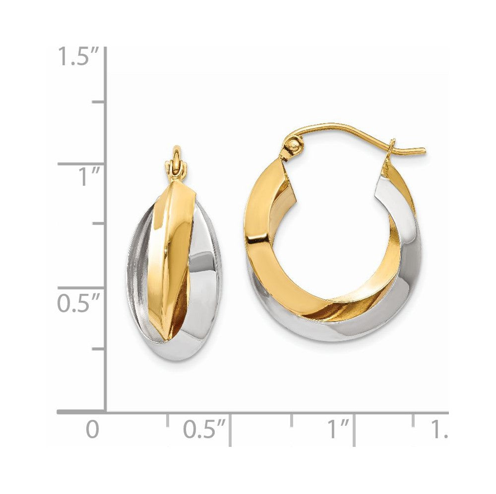 Alternate view of the Knife-edged Double Hoops in 14k Two-tone Gold, 20mm (3/4 Inch) by The Black Bow Jewelry Co.