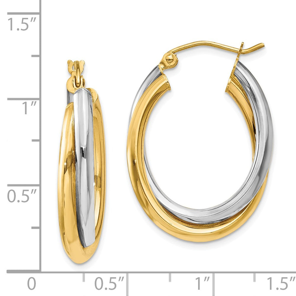 Alternate view of the Crossover Double Oval Hoops in 14k Two-tone Gold, 25mm (1 Inch) by The Black Bow Jewelry Co.