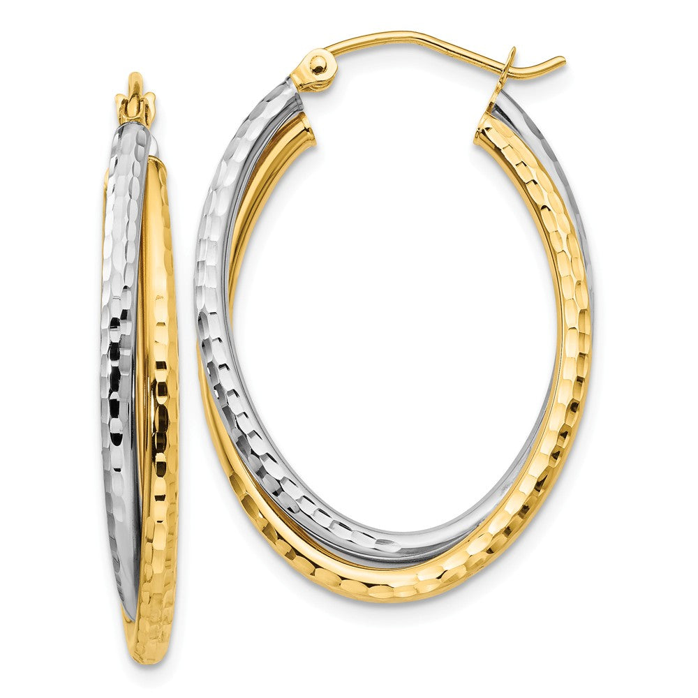 Diamond Cut Double Oval Hoops in 14k Two-tone Gold, 32mm (1 1/4 Inch), Item E9752 by The Black Bow Jewelry Co.