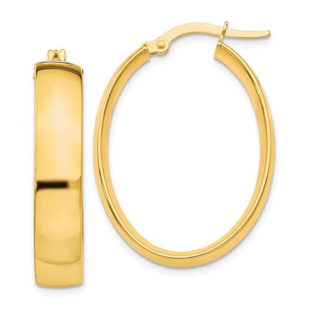 5.75mm, 14k Yellow Gold Oval Hoop Earrings, 30mm (1 1/8 Inch), Item E9755 by The Black Bow Jewelry Co.