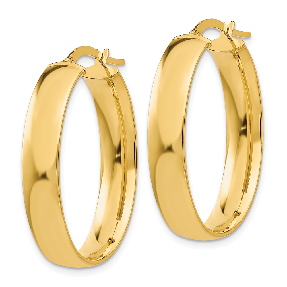 Alternate view of the 5.75mm, 14k Yellow Gold Oval Hoop Earrings, 30mm (1 1/8 Inch) by The Black Bow Jewelry Co.