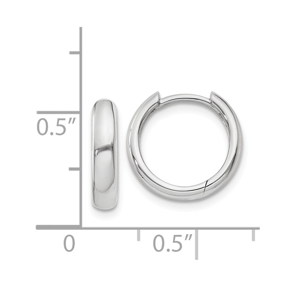 Alternate view of the Hinged Huggie Round Hoop Earrings in 14k White Gold, 12mm (7/16 Inch) by The Black Bow Jewelry Co.