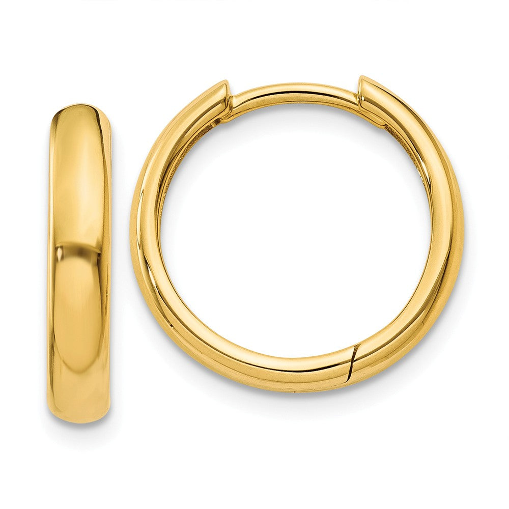 Hinged Huggie Round Hoop Earrings in 14k Yellow Gold, 15mm (9/16 Inch), Item E9759 by The Black Bow Jewelry Co.
