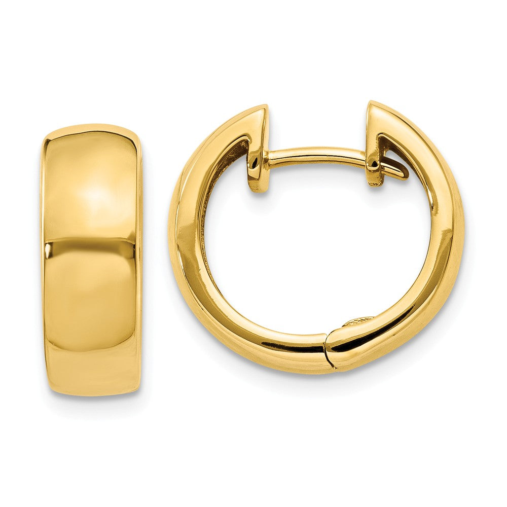 14k Yellow Gold Hinged Huggie Round Hoop Earrings, 15mm (9/16 Inch), Item E9762 by The Black Bow Jewelry Co.