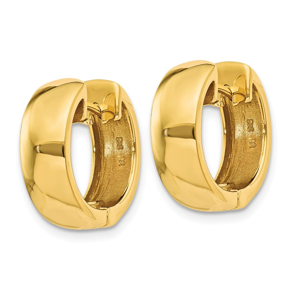Alternate view of the 14k Yellow Gold Hinged Huggie Round Hoop Earrings, 15mm (9/16 Inch) by The Black Bow Jewelry Co.