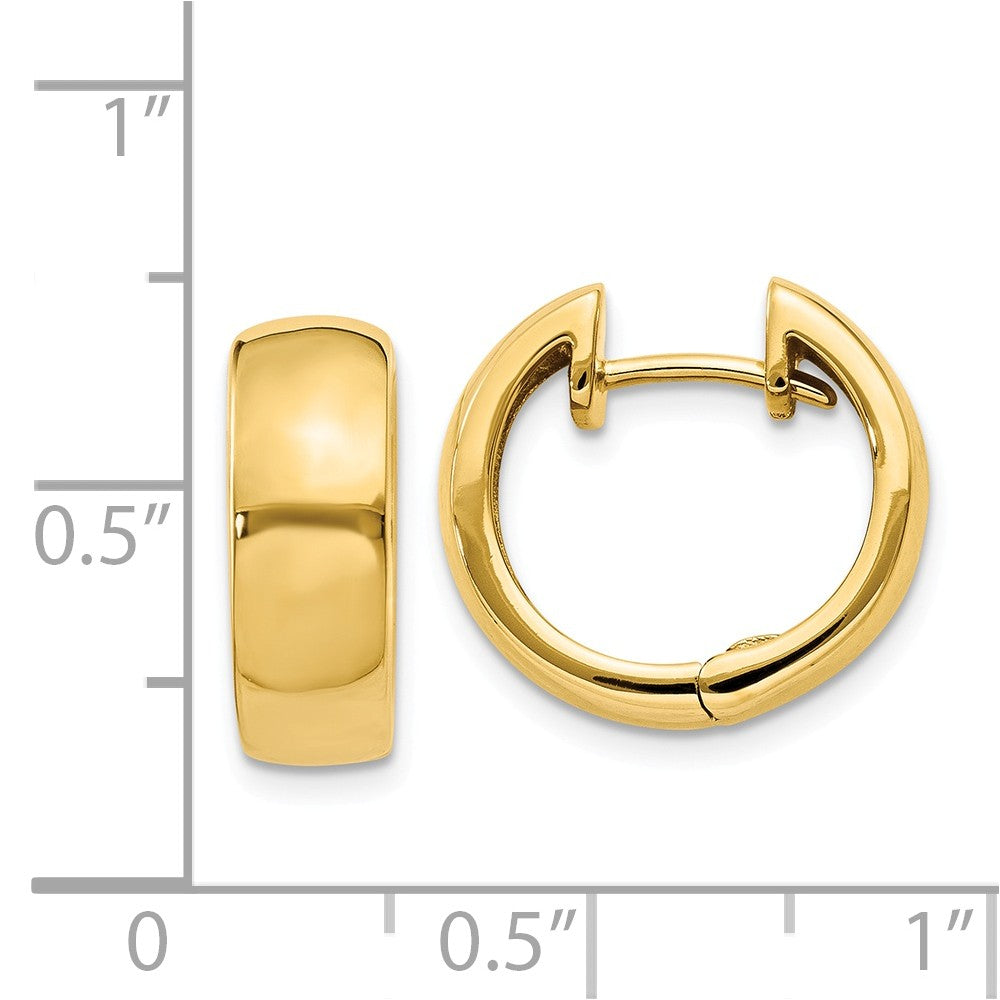Alternate view of the 14k Yellow Gold Hinged Huggie Round Hoop Earrings, 15mm (9/16 Inch) by The Black Bow Jewelry Co.