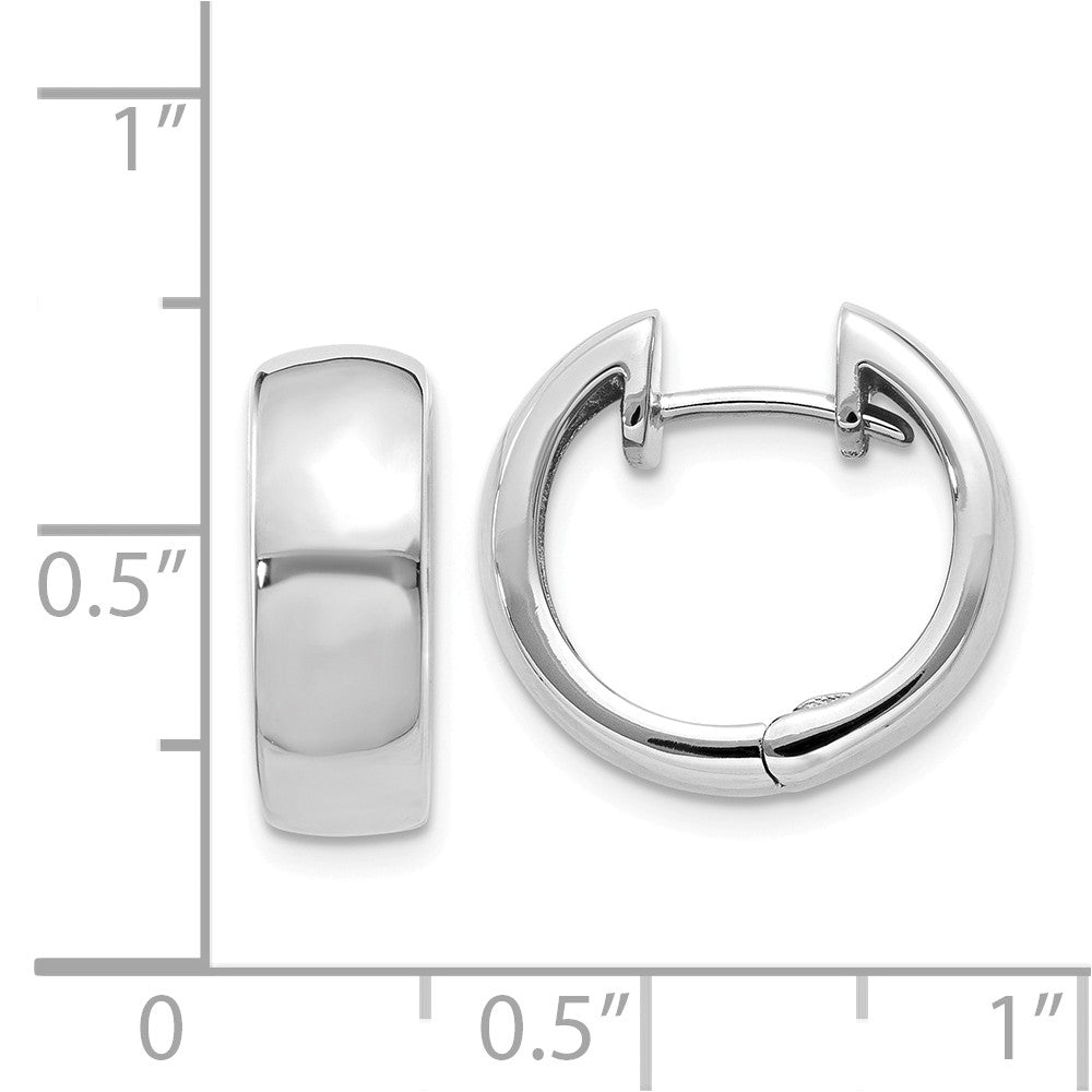 Alternate view of the 14k White Gold Hinged Huggie Round Hoop Earrings, 15mm (9/16 Inch) by The Black Bow Jewelry Co.